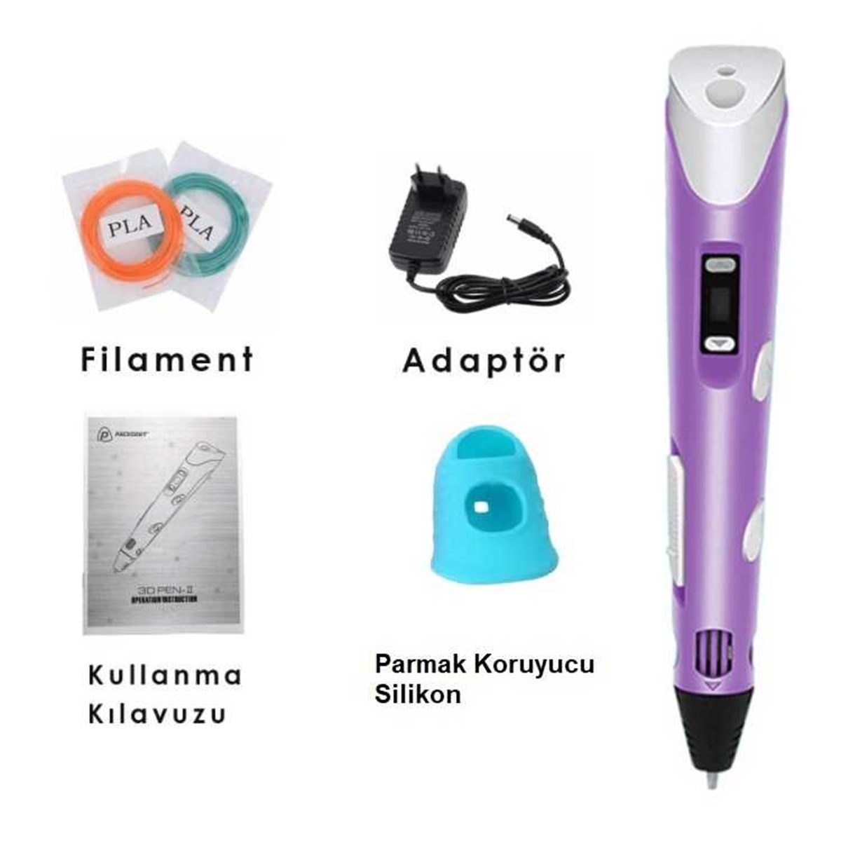 3D Pen-Kalem - Mor - Full Set