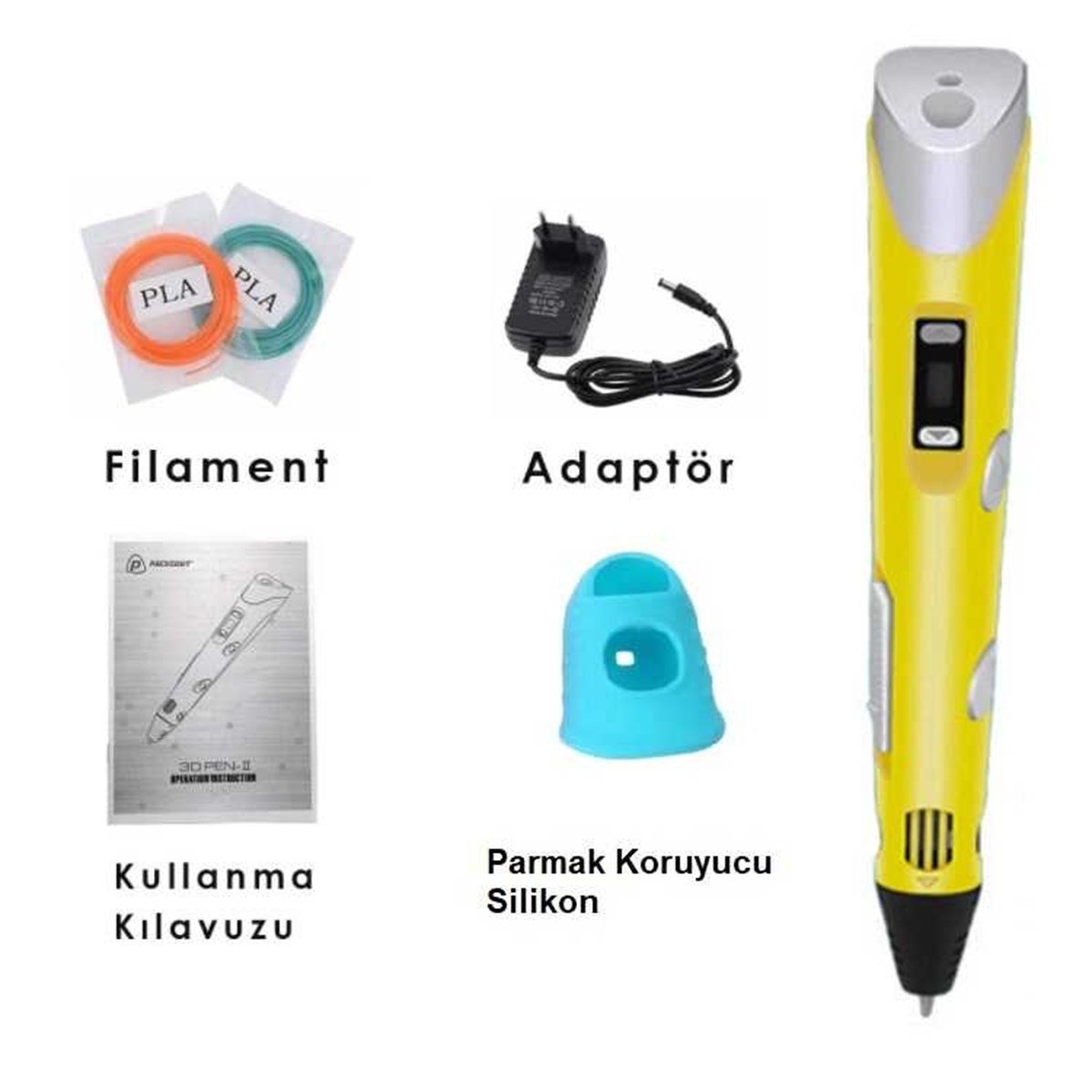 3D Pen-Kalem - Sarı - Full Set