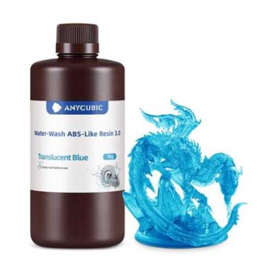 Anycubic Water-Wash ABS-Like Resin 3.0-Trans.Blue